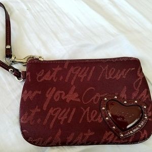 Cute Coach maroon Heart wristlet GUC